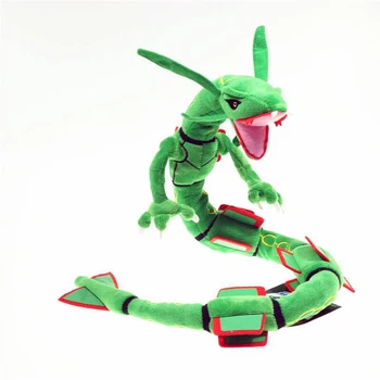 80 cm Garu Asti Pūķis Plīša Rotaļlieta Mega Rayquaza 80CM Zaļš Un Spīdīgu Melnu Mīksto Pildījumu Dzīvnieku Anime Multfilmu Skaitļi Lelle