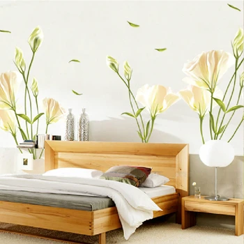 80 x 110 cm liliju ziedi sienas uzlīmes, mājas dekors dzīvojamā istaba sienas decal sienas