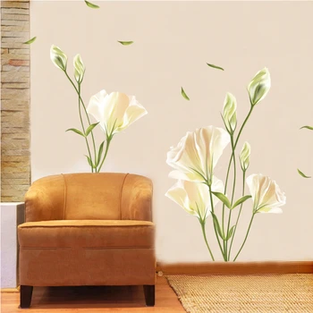 80 x 110 cm liliju ziedi sienas uzlīmes, mājas dekors dzīvojamā istaba sienas decal sienas