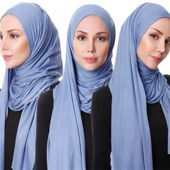 85*180cm musulmaņu jersey hijab šalle sievietēm islāma mīkstu kokvilnas lakatu femme musulman vienkāršā šalles un wraps hijab turaban