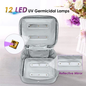 8W 12 LED UV Dezinfekcijas Gaismas Uzglabāšanas Kaste Smart Sterilizer Lampas Gadījumā, Soma