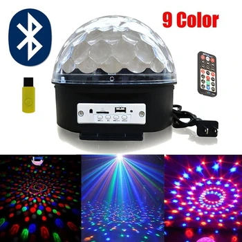 9 Krāsu Bluetooth Disco Gaismas Burvju Bumbu Posmā Lampas Baterijas Jaudas Portatīvo Mūzikas Atskaņotāju Skaņas Kontroles Lāzera Projektoru Piliens Kuģis