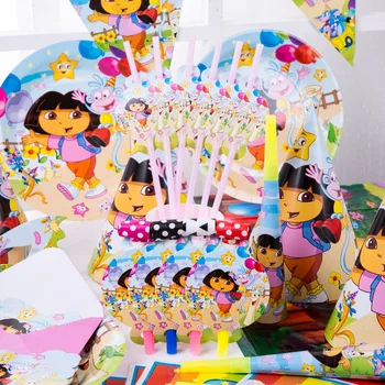 90pc 16kinds luksusa kvalitātes Meitene baby girl happy birthday bērniem partijas apdare vienreizējās lietošanas galda piederumu komplekts piegādātāju