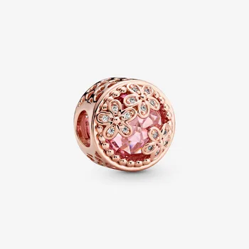 925 Sterling Sudraba Krelles Rožu Zelta Piekariņi Rozā Pendents Fit Original Pandoras Rokassprādzes Sievietēm DIY Modes Rotaslietas