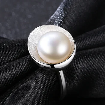 925 gredzenu dabas Pērle gredzeni patīk Vintage Kāzu 925 Gredzeni Saldūdens Pērļu 925 Sudraba gredzens regulējams balta/rozā/violeta