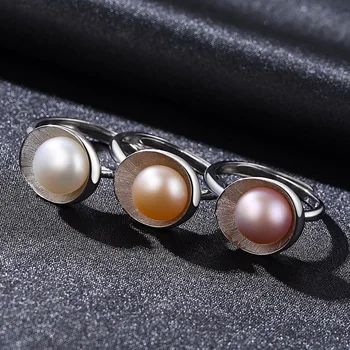 925 gredzenu dabas Pērle gredzeni patīk Vintage Kāzu 925 Gredzeni Saldūdens Pērļu 925 Sudraba gredzens regulējams balta/rozā/violeta
