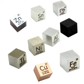 9PCS Elements Cube 10mm Metāla Blīvums Kubi Dienas Metālu Periodisko Tabulu Kolekcijas Fe, Cu Svina, Niķeļa, Titāna Al C Alva Cinks