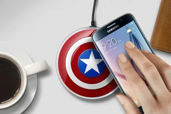 A+ Avengers QI Bezvadu Lādētājs Samsung Galaxy S8 S6 S7/S6 Malas G9200 G920F G9250 G925F Captain America Vairogs Lādēšanas Paliktņa
