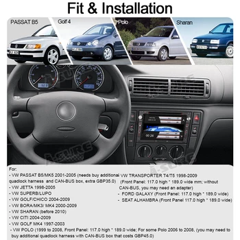 A-Pārliecināts, Auto Multimedia Player 2 Din Auto Radio ar DVD GPS Navigācijas Volkswagen, VW PASSAT B5, BORA, T4, T5 GOLF 4 BT RDS DAB+