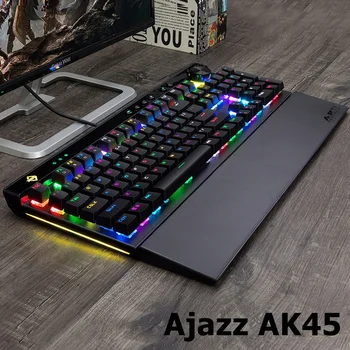 A-džeza AK45 111 Taustiņu, RGB Pilno Versiju USB Vadu Mehāniskā Tastatūra Melna Brūna Sarkana Balta KASTE, Mehāniskās Ass Ar Dual Mode Poga