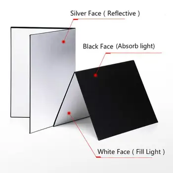 A3 A4 Bieza Fotogrāfija Kartona Foldable Reflector Pastāvīgā Fotografējot Dzīves Papildinājums, Gaiši Melno Un Balto Malu Foto
