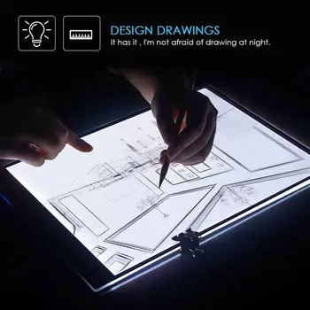 A4 formāta Digitālās Grafikas Tablete LED Zīmēšanas Tablete Plānas Mākslas Trafaretu rasējamais Dēlis Gaismas Kastes Meklēšanu Kopēt Pad Bezpakāpju Dimming Dāvanas