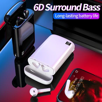 A5 TWS Bluetooth 5.0 Bezvadu Austiņas Sporta Stereo Earbuds Iebūvēts Mikrofons Ar 3600mah Uzlādes Gadījumā Austiņas Fit Samsung