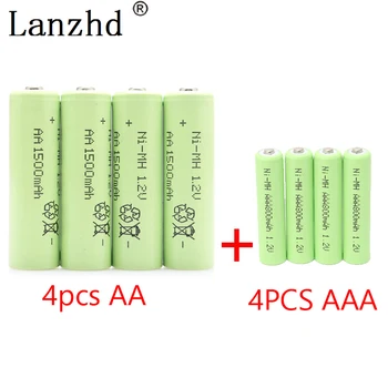 AA Uzlādējamas Baterijas AAA NiMH Baterijas 1,2 V uzlādējamās baterijas, Tālvadības pults Toy camera (4gab AA + 4gab AAA)