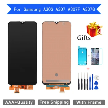 AAA+ New LCD Samsung Galaxy A30s A307 A307F A307G Displejs, Touch Screen Digitizer Montāža Ar Kadra rādīšanas režīmā, Bezmaksas Shipp
