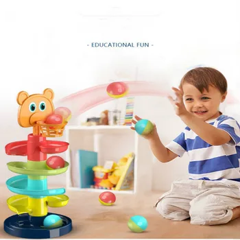 ABS, Pāļu Tornis Puzzle Bērnu Lodīšu Bell Rotaļlietas, Bērnu Grabulīši Gredzenu 0-24months Bērnu Jaundzimušo Bērnu Izglītības un Mācību Dāvanu 2020