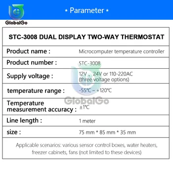 AC 110-220VLED Ciparu Termostats Inkubatoru Temperatūras regulators Thermoregulator Releju, Apkures, Dzesēšanas STC-1000 3000 3008