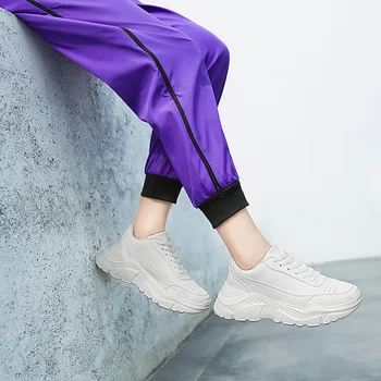 ADBOOV Krāsains Sieviešu Čības Moderns Lakādas Kurpes Sieviete Platforma Chunky Sneaker Dāmas Tētis Kurpes Soulier Femme