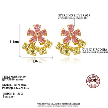 AGLOVER Modes S925 925 Sterling Sudraba auskariem Ziedu Sudraba, Rožu Zelta Zircon Sievietēm Luksusa Kāzu Rotaslietas Dāvanu