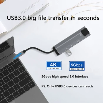 AIXXCO USB C RUMBAS C Tipa USB 3.0 HUB HDMI RJ45 Adapteri Doks MacBook Pro Huawei Mate 30 USB-C 3.1 Portu Sadalītājs C Tipa RUMBU