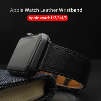AKGLEADER Apple Skatīties 5 4 Īstas Ādas Skatīties Joslas 3 2 1 siksna iwatch 38mm 42mm 40mm 44mm watchbands