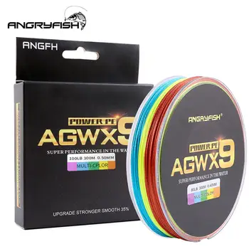 ANGRYFISH Diominate Multicolor X9 PE Līnija 9 Dzīslu Weaves Pītā 300m/327yds Super Spēcīgu Zvejas virves £ 15-100LB