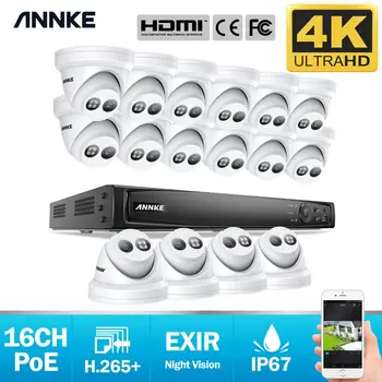 ANNKE 16CH 4K Ultra HD POE Tīkla Video Drošības Sistēmu, 8MP, H. 265+ VRR Ar 16X 8MP 30m EXIR Nakts Redzamības Ūdensizturīgs IP Kameras