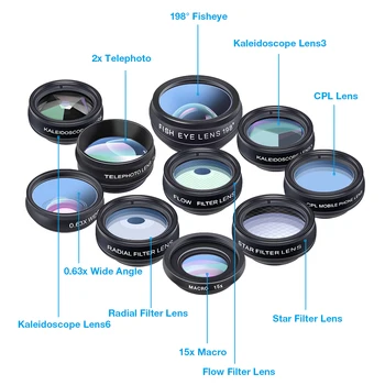 APEXEL Tālruņa Kameras Objektīvs 10 in 1 Komplekts Plašu Platleņķa Telefoto Makro Objektīvs Ar Tālvadības Slēdzi, iPhone, Samsung Lielākā daļa Smartphones