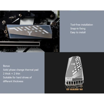 ARGB M. 2 2280 SSD Heatsink Alumīnija Sakausējuma RGB Atmiņas Heatsink 5V 3Pin Radiatoru