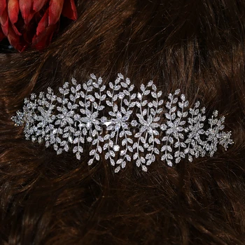 ASNORA Līgava galvassegu kāzu matu aksesuāri 3A kubiskā cirkonija ziedu kristāla matu ķemme matu aksesuāri, vakariņas piederumi