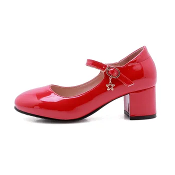 ASUMER Liela izmēra 34-43 Jaunā sieviešu sūkņi mary janes laukumā augstiem papēžiem kurpes tīrtoņa krāsu kārtu toe dāmas biroja dāma apavi