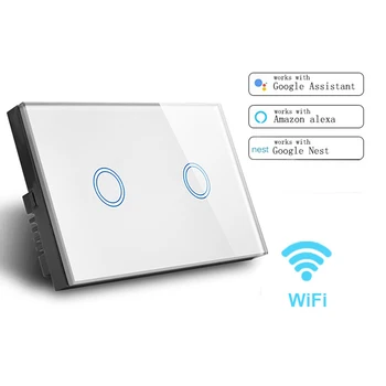 ASV Standarta 1/2/3Gang 1 Veids WiFi Touch Switch Smart Kristāla Stikla Sienas Slēdzi Vienotā Dzīvot saskaņā Ar Alexa, Google APP ewelink