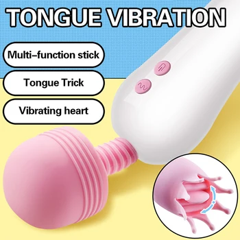 AV Stick Vibrators Dubultā Galvu Burvju Nūjiņu Ķermeņa Masieris Licking Mēles G-spot Klitora Massager Dildo Vibrators Seksa Rotaļlietas