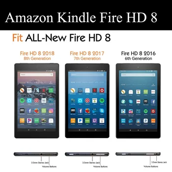 AXD Flip case for Amazon Kindle Fire HD 8 collu Aizsardzības Apvalks Ādas Vāciņš Stāvēt fundas capa par 2016 2017 2018 3G Wifi LTE