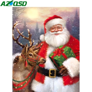 AZQSD Santa Claus Dimanta Glezna Ziemassvētku Cross Stitch 5d Dimanta Izšuvumi Karikatūra Ziemas Roku darbs, Mājas Dekoru, Dāvanu
