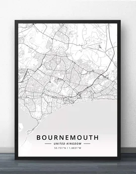 Aberdīna Birmingham Bolton Bournemouth Bradford Brighton, Bristoles, Kembridžas Kārdifas Chester Apvienotā Karaliste Kartes Plakāts