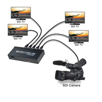 Aikexin SDI Sadalītāja 1x4 ar 3,5 mm Aux Ligzda 4) Ostas SDI Sadalītājs 1 ieeja 4 HD SDI izejas Converter Atbalsta 1080p Kamera