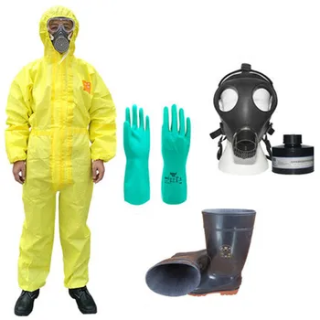Aizsardzības materiālu uzvalks kapuci jumpsuit/divi gabali skābi, sārmu metālu ķīmiskās aizsardzības anti-sēru apģērbu ieplests boot komplekts