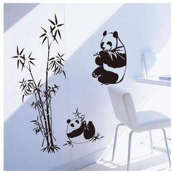 Akcijā! DIY Noņemams Panda ēd bambusa Vinila Decal Sienas Uzlīmes, Art