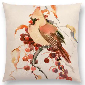 Akvarelis Cute Putni Robin Zīlīte, Žubīte Kolibri Goldfinch Chickadee Kardināls Kingfisher Labu Gaisa Spilvena Vāka Spilvendrānā