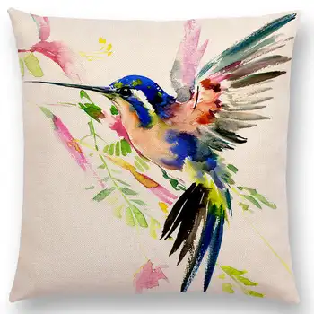 Akvarelis Cute Putni Robin Zīlīte, Žubīte Kolibri Goldfinch Chickadee Kardināls Kingfisher Labu Gaisa Spilvena Vāka Spilvendrānā