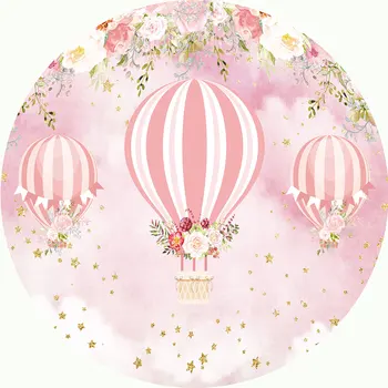 Allenjoy karstā gaisa balons, apaļi fona segtu maz rozā meitene ziedu apmācies zvaigznes dzimšanas dienas svinībām foto fona photophone