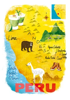 Alpakas Dienvidamerikā Peru Kartes Vintage Retro Ceļojumu Klasiskās Audekla Gleznas Kraft Plakāti, Sienas Uzlīmes, Mājas Dekoru Ģimenes Dāvanu