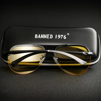 Alumīnija magnija 2020. gadam Mens Polarizētās Nakts Redzamības Saulesbrilles Vīriešiem Zīmola Dizainere Dzeltenā Objektīva sieviešu Nakts Redzamības Braukšanas Brilles