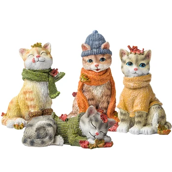 Amerikāņu Radošo Sveķu 4 modeļi Cute kaķu figūriņas Dzīvnieku Statuja Pasaku Dārzu, Mājas Apdare, Mini amatniecības dzimšanas dienas dāvanas