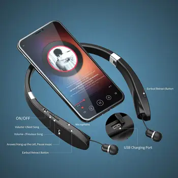 Amorno Neckband Austiņas Bezvadu Fone Bluetooth Austiņas ar Mic Handsfree TWS Earbuds Troksni Atsverot Austiņas Austiņas