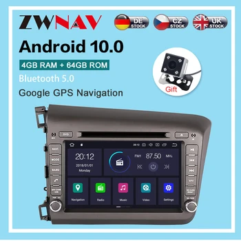 Android 10.0 4+64G Automašīnas Radio, GPS Navigācija, Honda Civic 2012-car Multimediju Atskaņotājs, Radio, video, stereo galvas vienības dsp wifi