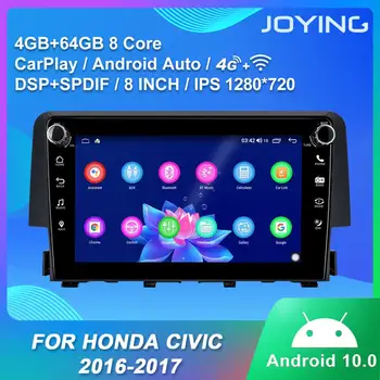 Android 10 IPS vadītājs vienību auto radio player4GB&64GB lentes recoder atbalsta SWC/Fast boot/split screen/DSP Honda Civic 2016 - 2018
