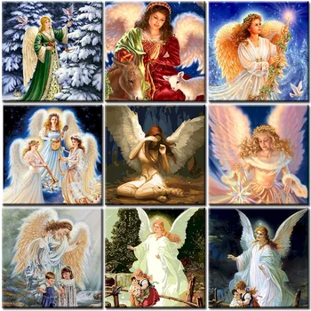 Angel Girl DIY Eļļas Glezna Ar Numuriem Uz Audekla Rokdarbi Pieaugušajiem, Krāsošana Ar Numuru Akrila Krāsas Unikālu Dāvanu Ar Rāmi 40x50