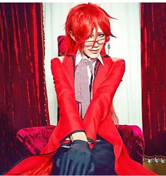 Anime Black Butler Nāves Shinigami Grell Sutcliff Cosplay Red Vienotu Apģērbs Brilles Carnaval Halloween Tērpi Sievietēm, Vīriešiem